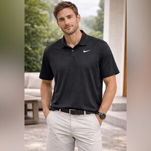 Nike Dri-Fit Black Polo Shirt XL Athletic Golf Performance XL